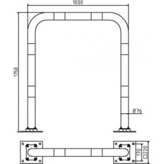 Anti-nudge hoop#flexible, tiltable#steel tube Ø 76 mm#yellow / black
