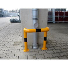 Anti-nudge hoop 90°#L-shaped#steel tube Ø 76 mm#yellow / black