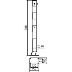 Barrier posts#Steel tube 70 x 70 mm#foldable, with Euro profile cylinder lock