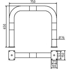 Anti-nudge hoop#steel tube Ø 76 mm#yellow / black